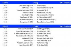 欧冠淘(táo)汰賽(sài)附(fù)加賽(sài)賽(sài)程：正月(yuè)初(chū)二凌晨皇马客战本菲卡